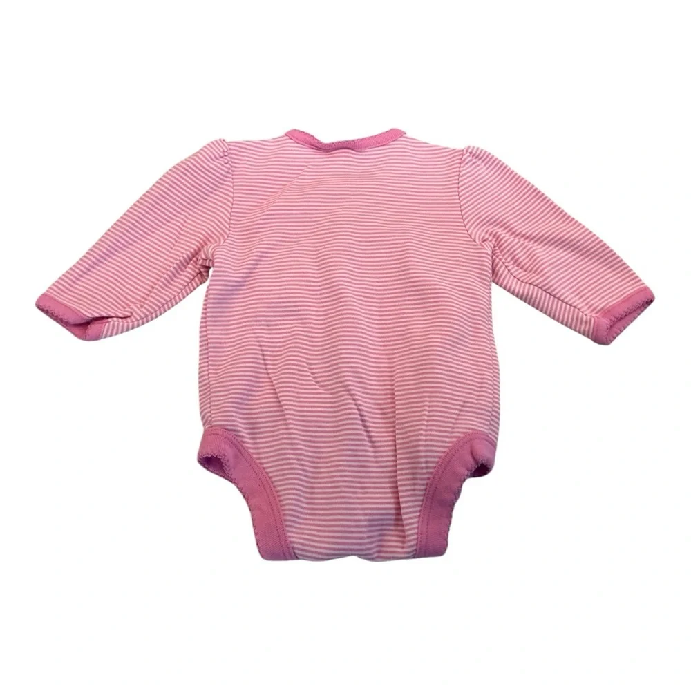 Vintage Y2K 2006 Baby‎ Gap Pink Striped Button Long Sleeve Onesie